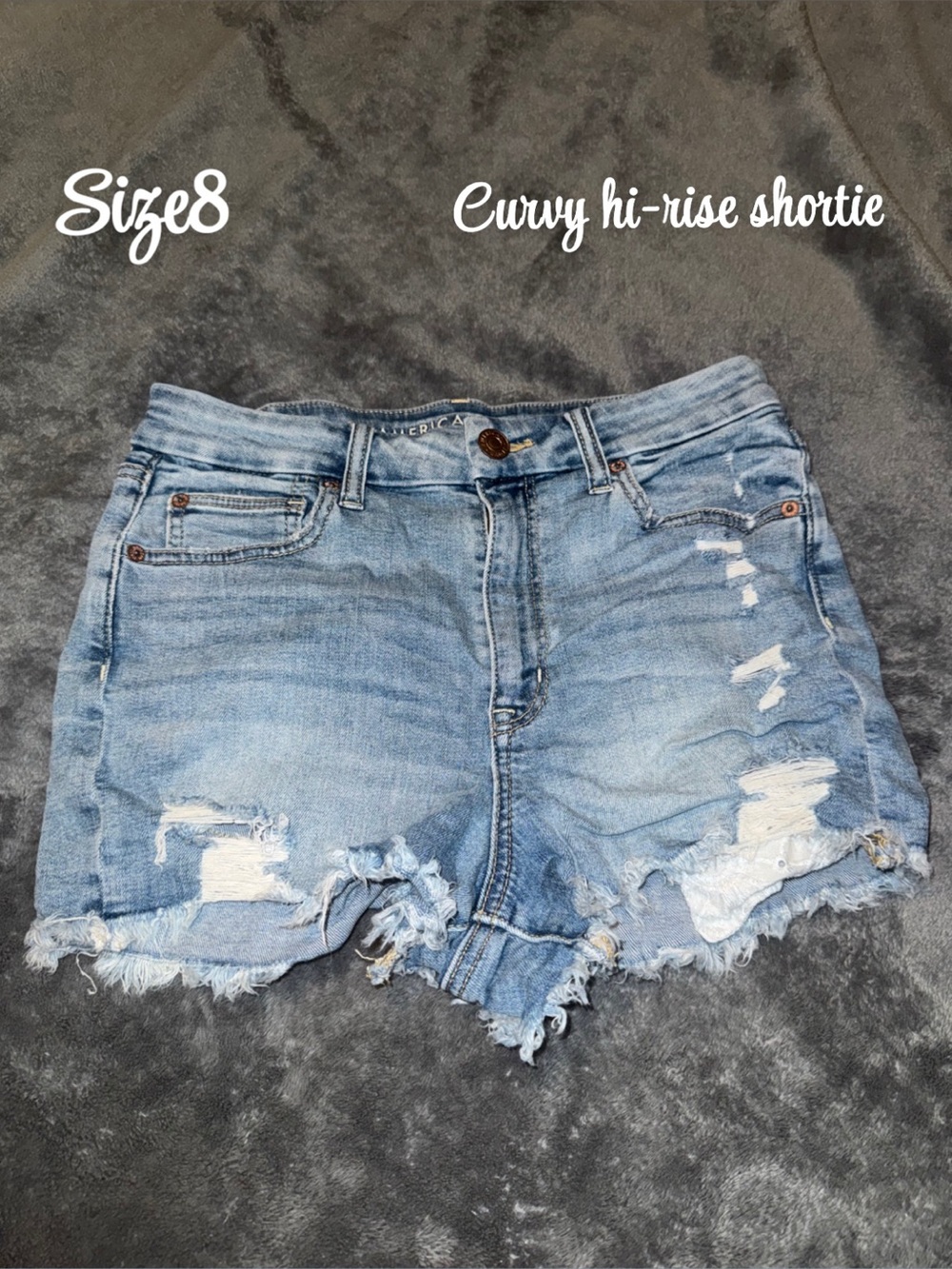 Curvy Hi-Rise Distressed Denim Shorts - Light Blue